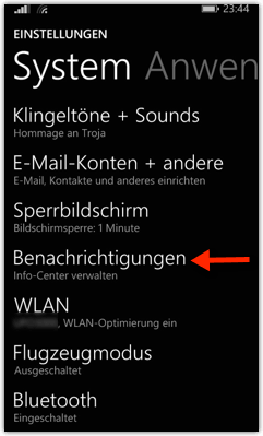 Windows Phone: Benachrichtigungen