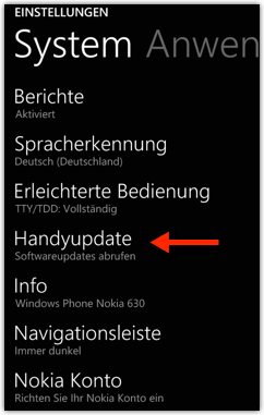Windows Phone 8/8.1: Handyupdate