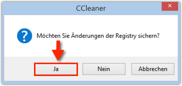 CCleaner: Möchten Sie Änderungen der Registry sichern