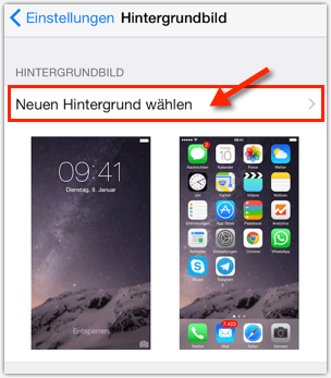 iOS: Neuen Hintergrund wählen