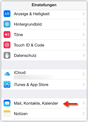 iOS: Mail, Kontakte, Kalender