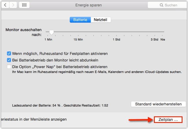 Mac / Mac OS X: Zeitplan