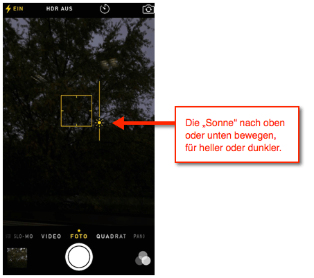 iPhone: Kamera belichtun einstellen