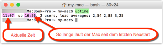 Mac: Uptime Befehl