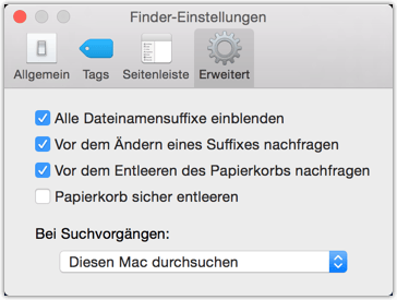 Mac: Finder - Einstellungen