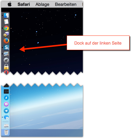 Mac: Dock auf der linken Seite