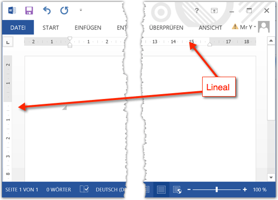 Lineal bei Microsoft Word