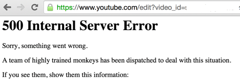 YouTube: 500 Internal Server Error