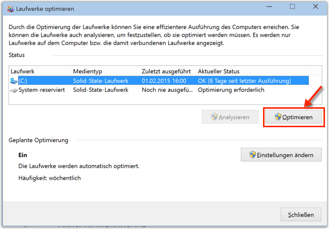 Windows 10: Laufwerke defragmentieren und optimieren