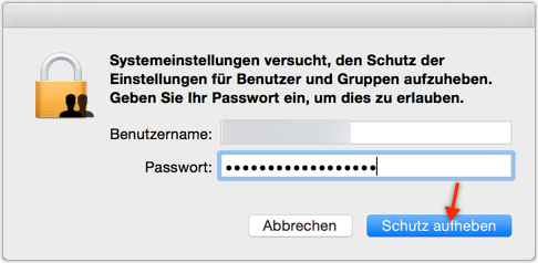 Admin-Passwort  eingeben