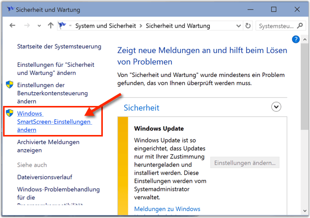 Windows SmarScreen-Einstellungen ändern
