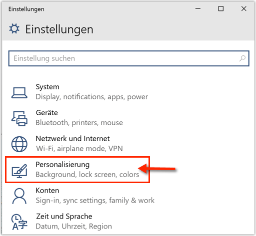 Windows 10: Personalisierung