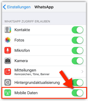 Mobile Daten für WhatsApp auf dem iPhone deaktivieren