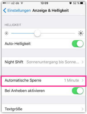 Automatische Sperre Zeit einstellen iOS 10 iPhone 7, iPhone 6s, iPad Pro